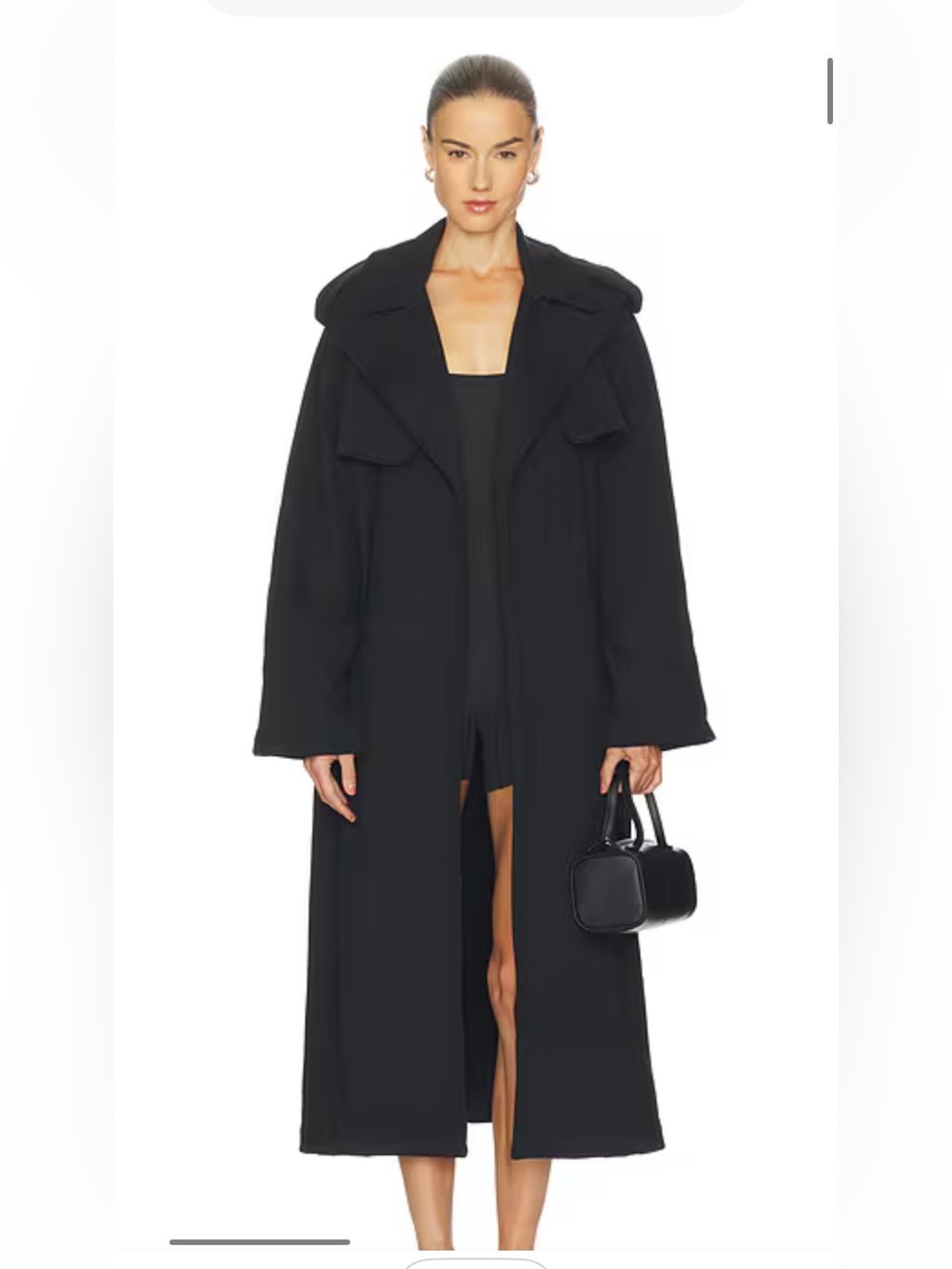 SKIMS Boyfriend Fleece Trench Coat In Black